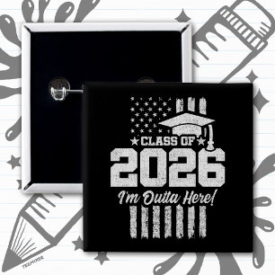 Abschlussklasse 2026 Abschluss gestresstes Flaggen Button