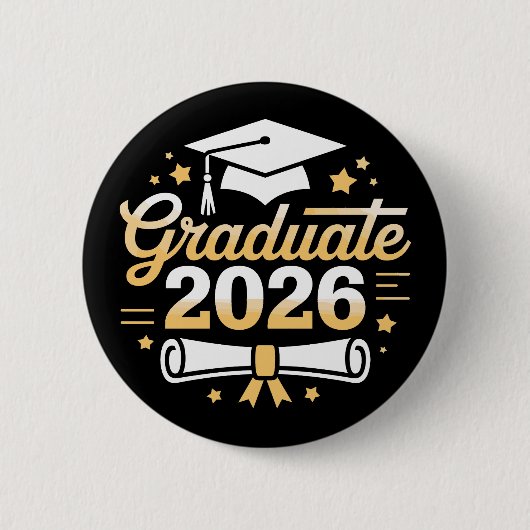 Abschlussklasse 2026 Absolvent Graduation 26 stolz Button (Vorderseite)
