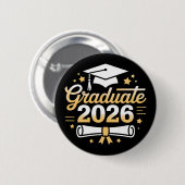 Abschlussklasse 2026 Absolvent Graduation 26 stolz Button (Vorne & Hinten)