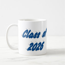 Abschlussklasse 2026 blaue Typografie Abschlussfei Kaffeetasse