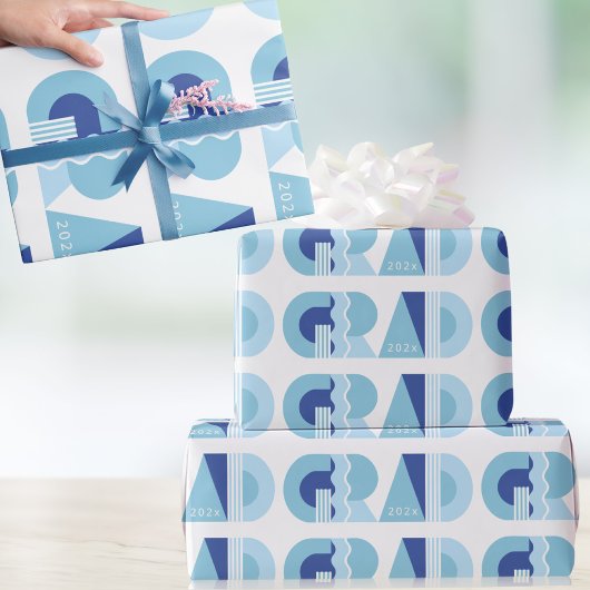 Abschlussklasse 2026 blaues Geschenkpapier