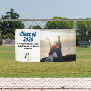 Abschlussklasse 2026 blaues Text-Abschlussfoto Banner