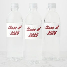 Abschlussklasse 2026 burgunderfarbene Typografie-A Wasserflaschenetikett
