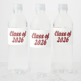 Abschlussklasse 2026 burgunderrote Text-Abschlussf Wasserflaschenetikett
