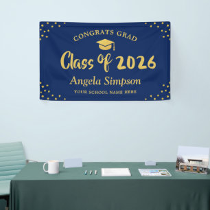 Abschlussklasse 2026 Dunkelblau Gold Abschluss-Aus Banner