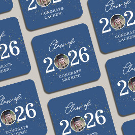 Abschlussklasse 2026 Gold Glitter Abschlussfeier Rechteckiger Pappuntersetzer