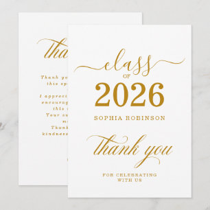 Abschlussklasse 2026 Gold Schrift Dankeschön Dankeskarte