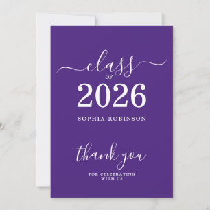 Abschlussklasse 2026 Grad Lila Dankeschön-Karte Dankeskarte