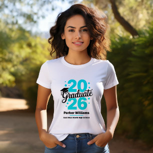 Abschlussklasse 2026 Graduiertenmütze   Aqua T-Shirt