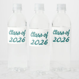 Abschlussklasse 2026 grüne Schrift Abschlussfeier  Wasserflaschenetikett