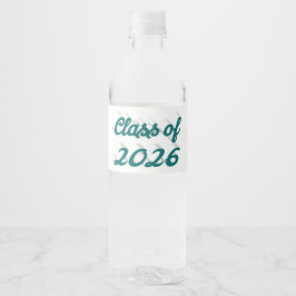 Abschlussklasse 2026 grüne Schrift Abschlussfeier  Wasserflaschenetikett
