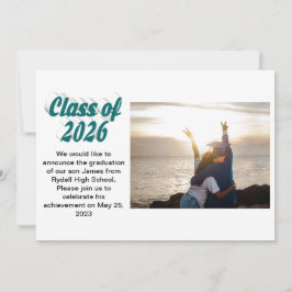 Abschlussklasse 2026 grüner Text Abschlussfoto Einladung