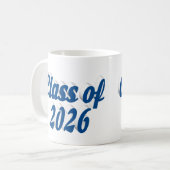 Abschlussklasse 2026 in blauem Text Abschluss Kaffeetasse (Vorderseite Links)