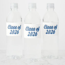 Abschlussklasse 2026 in blauem Text  Wasserflaschenetikett