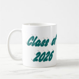 Abschlussklasse 2026 in grüner Typografie Kaffeetasse