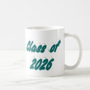 Abschlussklasse 2026 in grüner Typografie Kaffeetasse