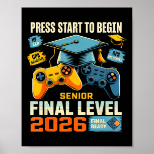 Abschlussklasse 2026 Level Complete Video Gamer Se Poster
