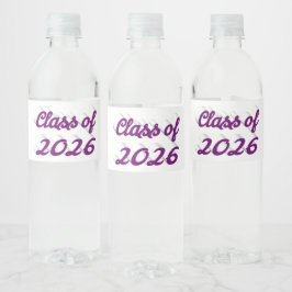 Abschlussklasse 2026 lila Schrift Graduation  Wasserflaschenetikett
