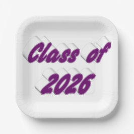 Abschlussklasse 2026 lila Typografie-Abschluss  Pappteller