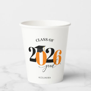 Abschlussklasse 2026 Moderne Typografie Orange Abs Pappbecher