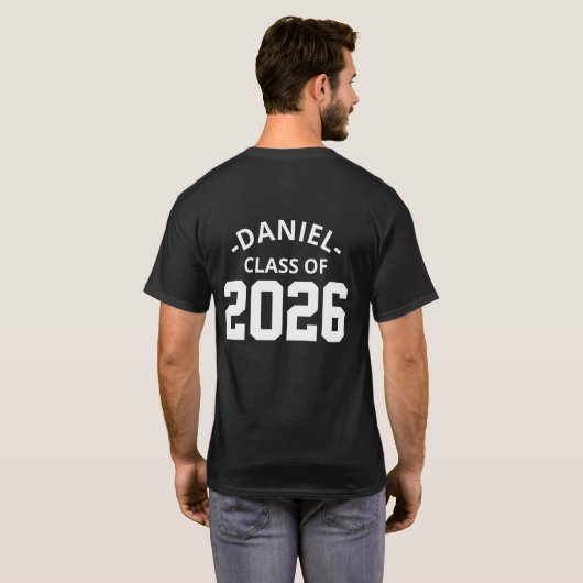 Abschlussklasse 2026 Personalisierter Bügeltransfe T-Shirt (Schwarz voll)
