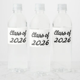 Abschlussklasse 2026 schwarze Schrift Diplom  Wasserflaschenetikett