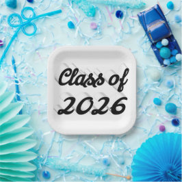 Abschlussklasse 2026 schwarze Schrift Graduation Pappteller