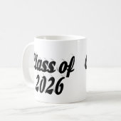Abschlussklasse 2026 schwarze Text-Abschlussfeier Kaffeetasse (Vorderseite Links)