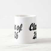 Abschlussklasse 2026 schwarze Text-Abschlussfeier Kaffeetasse (Mittel)