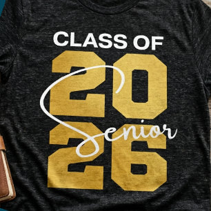Abschlussklasse 2026 Senior Gold Schrift fett T-Shirt