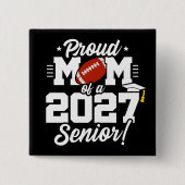 Abschlussklasse 2027 Abitur Fußball Stolz Mama Button (Vorderseite)