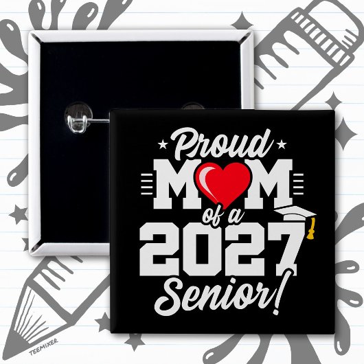 Abschlussklasse 2027 Abitur Stolz Herz Mutter Button