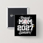 Abschlussklasse 2027 Absolvent Baseball Stolz Mama Button (Vorne & Hinten)