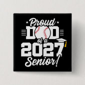 Abschlussklasse 2027 Absolvent Baseball Stolz Papa Button (Vorderseite)