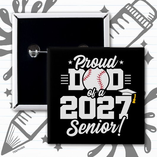 Abschlussklasse 2027 Absolvent Baseball Stolz Papa Button