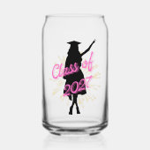 Abschlussklasse 2027 Mädchen Cap & Gown Silhouette Dosenglas (Vorderseite)