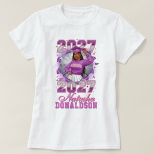 Abschlussklasse 2027 Schwarzes Mädchen Rosa Lila A T-Shirt
