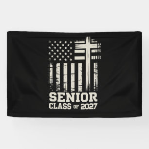 Abschlussklasse 2027 USA-Flagge Kreuz christlicher Banner
