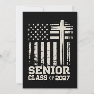 Abschlussklasse 2027 USA-Flagge Kreuz Christliches Einladung