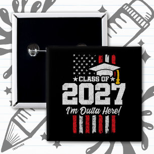 Abschlussklasse USA-Flagge Abschlussjahrgang 2027 Button