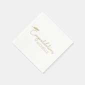 Abschlussmütze Gratulation Gold Weiß Schrift Serviette (Ecke)