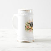 Abschlussmütze mit Blumendesign Bierglas (Vorderseite Links)