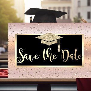 Abschlussmütze, Rose Gold Abschluss Save The Date