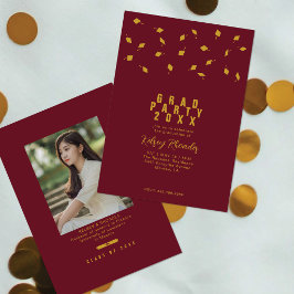 Abschlussmützen-Wurf Marineblaue und Goldene Absch Einladung