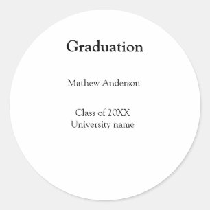 Abschlussname Klasse 20XX Universitätsname simp Runder Aufkleber