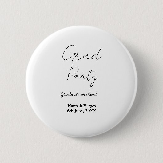 ABSCHLUSSPARTY-WOCHENENDE NAME DATUM EINFACH STYLI BUTTON (Vorderseite)