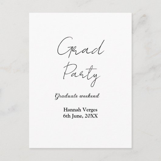 ABSCHLUSSPARTY-WOCHENENDE NAME DATUM EINFACH STYLI POSTKARTE (Vorderseite)