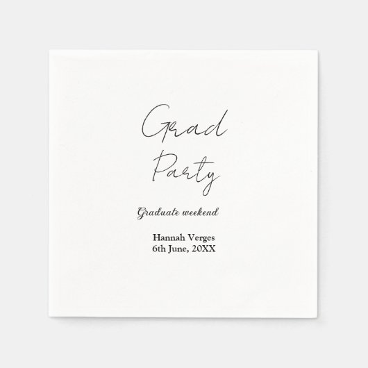 ABSCHLUSSPARTY-WOCHENENDE NAME DATUM EINFACH STYLI SERVIETTE (Vorderseite)