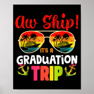 Abschlussreise Retro Sommer Sonnenuntergang Strand Poster