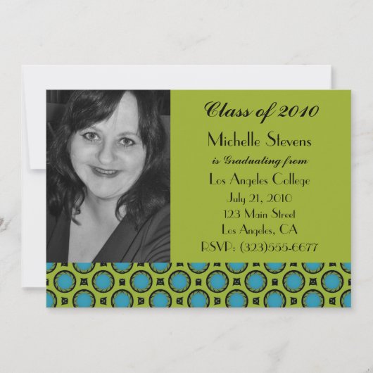 Abschlusstürkisgrün Einladung (Vorderseite)